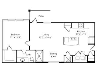 a floor plan of a house with a bedroom and a living room