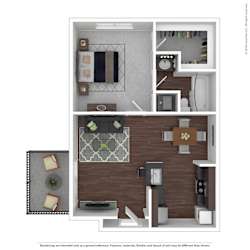 Elm Floor Plan with 533 Sq. Ft. at The Vale, Cordova, TN, 38018