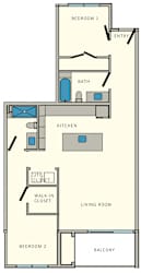 2 bed 2 bathroom B2 Floor Plan at Aviator at Brooks, San Antonio