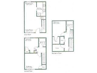 A set of four floor plans for a house, one for each floor.