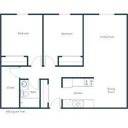 Islander Apartments | Two Bedroom Floor Plan B