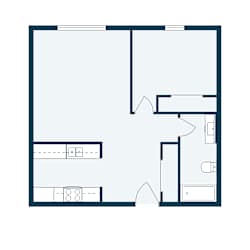 a floor plan of a room with a bedroom and a living room