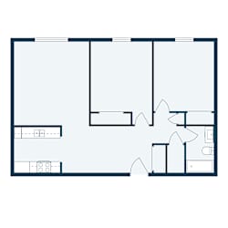a floor plan of a house with a bedroom and a living room