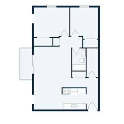a floor plan of a small house with a bedroom and a living room