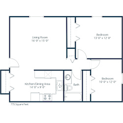 Rosser Apartments | Two Bedroom Floor Plan