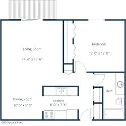 Country Side Apartments | One Bedroom Floor Plan 11A