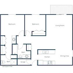 Eaglewood Apartments in Fargo, ND | Two Bedroom Floor Plan 22A