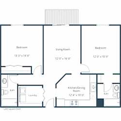 Auburn II Apartments in Fargo, ND | Two Bedroom Floor Plan 22B