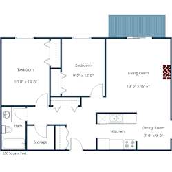 Prairiewood Courts Apartments | Two Bedroom Floor Plan