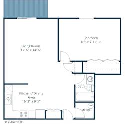 Prairiewood Meadows Apartments | One Bedroom Floor Plan B