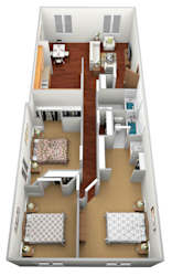 2 Bed 2 Bath Floor Plan at Jacobs Square Apartments, MN, 56303