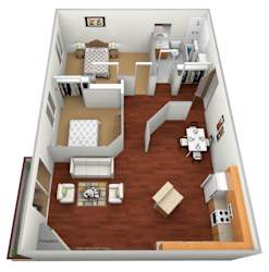 2 Bed 1 Bath Floor Plan at Meadows Edge Apartments - Detroit Lakes, Detroit Lakes, MN, 56501