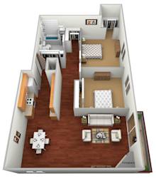 Large 2 Bed 1 Bath Floor Plan at Meadows Edge Apartments - Detroit Lakes, Detroit Lakes