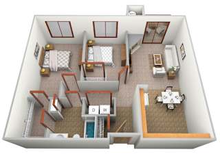 2 bed 1 bath A at Savanna Apartments, St Cloud