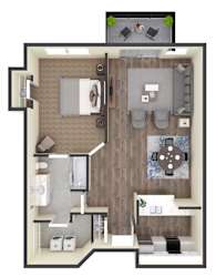 1 bed 1 bath C at Eighth Street Manor  Apartments, Fargo, ND