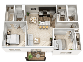 Floor Plan 2 Bedroom, 2 Bath