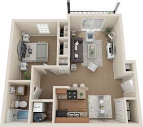 Floor Plan One Bedroom, One Bath