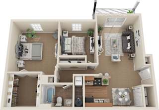 Floor Plan Two Bedroom, One Bath