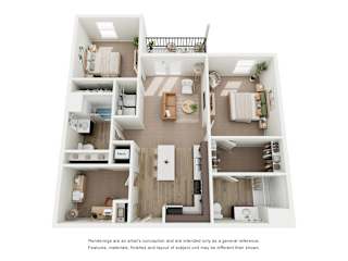 A white floor plan of a house with a kitchen, living room, and bedrooms.
