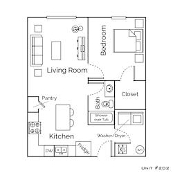 a floor plan of a living room and kitchen