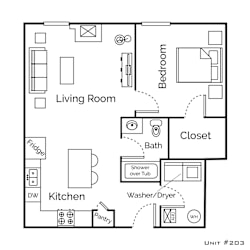 a floor plan of a small house with bedrooms and a living room