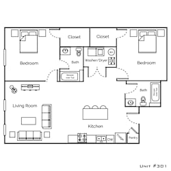 a floor plan of a room with many different symbols on it