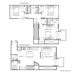 a floor plan of a home with two bedrooms and two baths