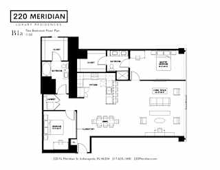 B1a Floor Plan at 220 Meridian, Indianapolis, IN 46204