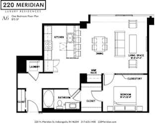 A6 Floor Plan at 220 Meridian, Indianapolis, IN 46204