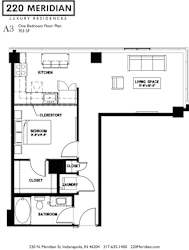A3 Floor Plan at 220 Meridian, Indianapolis, IN 46204