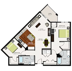 Bennett Floor Plan at Victoria Park and V2 Apartments, Minnesota