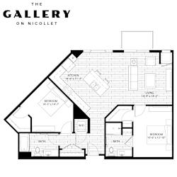 The Alexis Floor Plan at The Gallery Apartments, Minnesota, 55337
