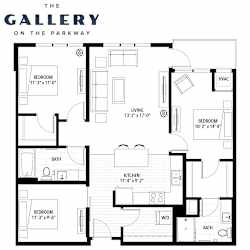 The Flight Floor Plan at The Gallery Apartments, Burnsville, 55337