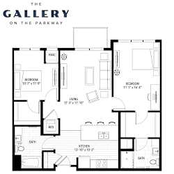 The Press the gallery Floor Plan at The Gallery Apartments, Burnsville, MN, 55337