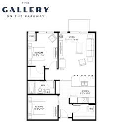 The Shiraz Floor Plan at The Gallery Apartments, Minnesota