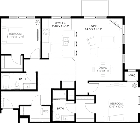 The Vintage Floor Plan at The Gallery Apartments, Burnsville, MN