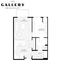 The Willow Floor Plan at The Gallery Apartments, Burnsville