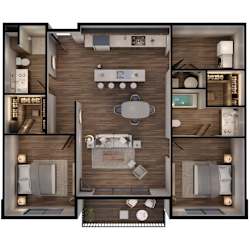 1,142 SF Two Bed Two Bath Sage Floor Plan at The Sterling at Prairie Trail North in Ankeny, IA