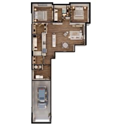 1302 SF two bedroom floor plan at Sterling at Prairie Trail North in Ankeny, IA