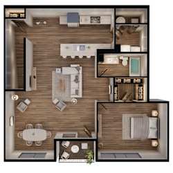 1061 SF one bedroom floor plan at Sterling at Prairie Trail North in Ankeny, IA