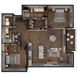 a 3d drawing of a floor plan of a house