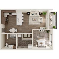One Bed / One Bath 690 SF Floor Plan at The Westline at Flanagan Lake in Omaha, NE