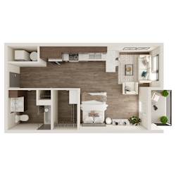 Studio Floor Plan - 498 SF Floor Plan at The Westline at Flanagan Lake in Omaha, NE