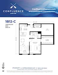 1B12-C Floor Plan at The Confluence Apartments, Pennsylvania, 18042