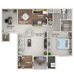 A floor plan of a house showing the layout of the rooms.