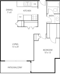 1 bed 1 bath floor plan G at Axon Green, Minneapolis, Minnesota