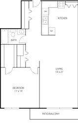 1 bed 1 bath floor plan F at Axon Green, Minneapolis, MN