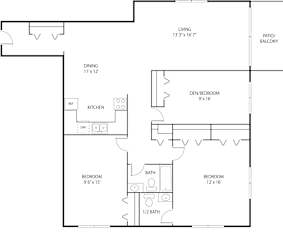 2 bed 2 bath floor plan J at Axon Green, Minneapolis