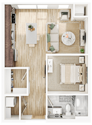1 bed 1 bath C Floorplan at The Mera, St Louis Park, MN, Minnesota