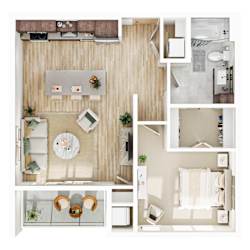 1 bed 1 bath M Floorplan at The Mera, St Louis Park